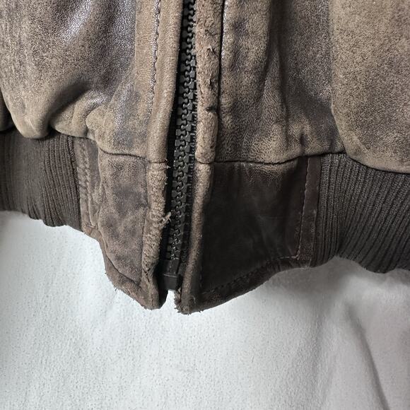 Vintage Claiborne Brown Lambskin Leather Bomber Jacket Men’s XL 90s Distressed - Picture 4 of 16